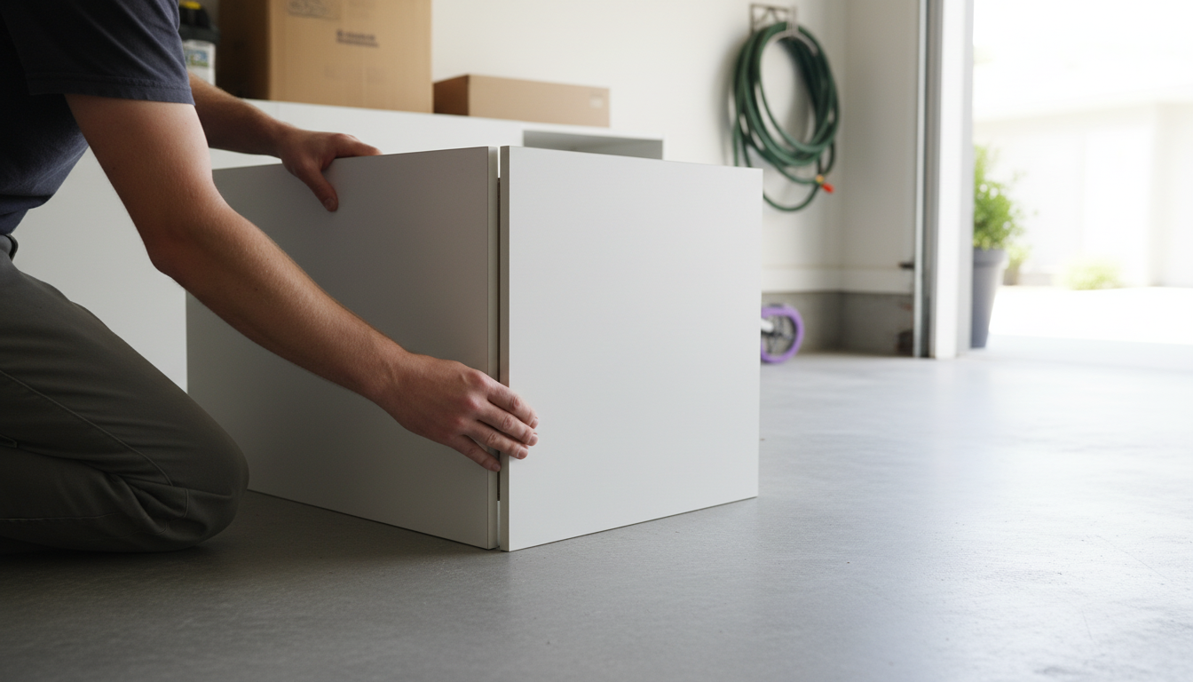 Klovo cabinet assembly — panels pushing together